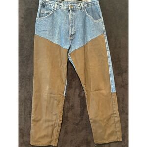 Wrangler Workwear Jeans Colorblock Carpenter Pants Denim Brown 38x30‎